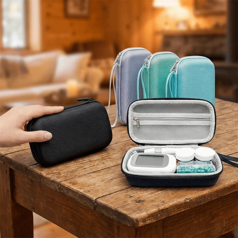 EVA Glucose Meter Storage Box Large Capacity Thickened Hard Shell Storage Box Shockproof Dust-proof Insulin Organizer Trave