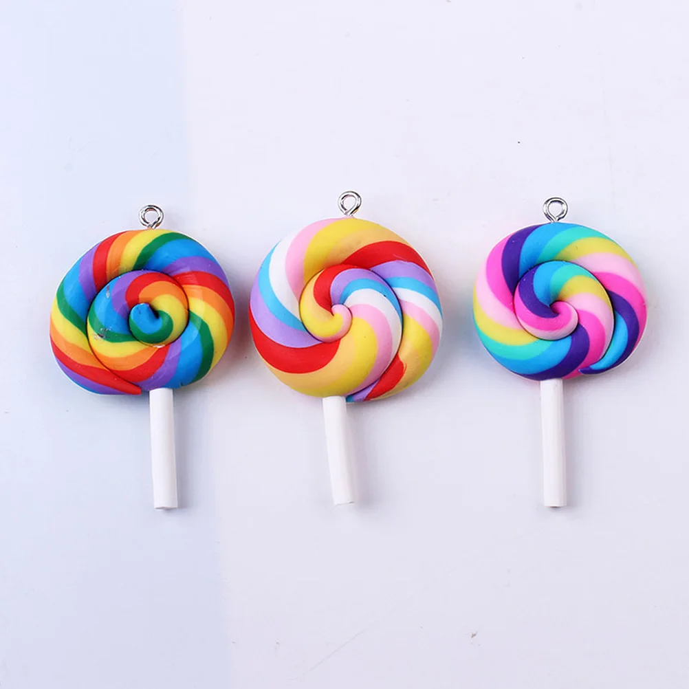 

30pcs Lollipop Charms Soft Ceramic Candy Keychain Pendant DIY Jewelry Making Ornaments Polymer Clay Accessories