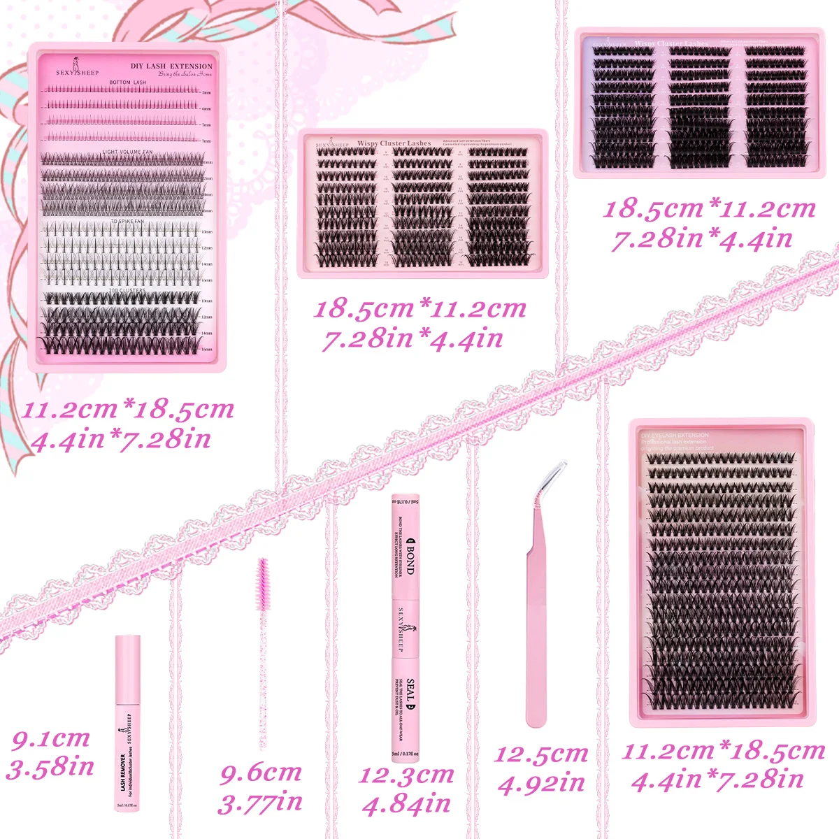 مجموعة رموش فردية مزيج أنماط لتقوم بها بنفسك مجموعات الرموش رموش طبيعية ناعمة مع السندات وملقط الختم هدية المهرجان قابلة لإعادة الاستخدام