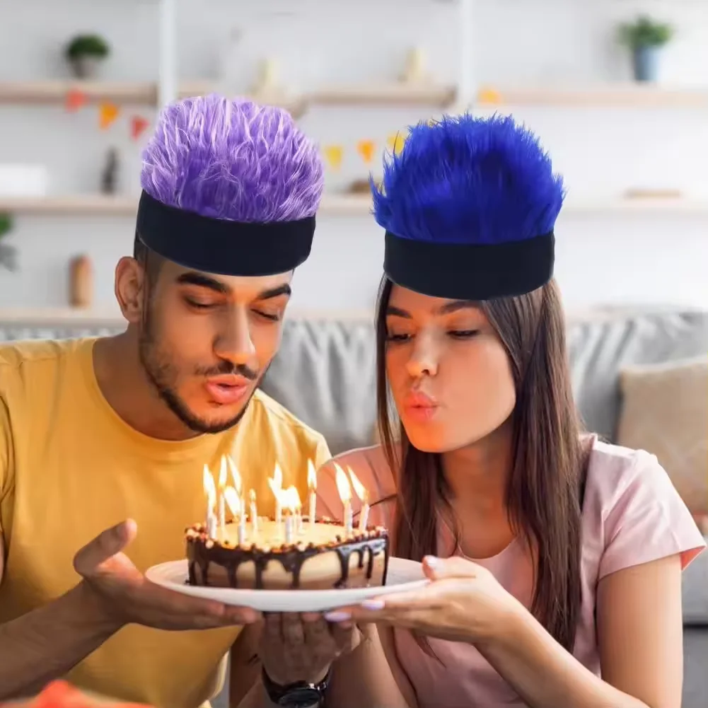 Creative Wig Hat Funny Short Hair Caps For Women Men Novelty Street Hip Hop Beanie Hat Spiked Fake Hair Funny Retro Caps