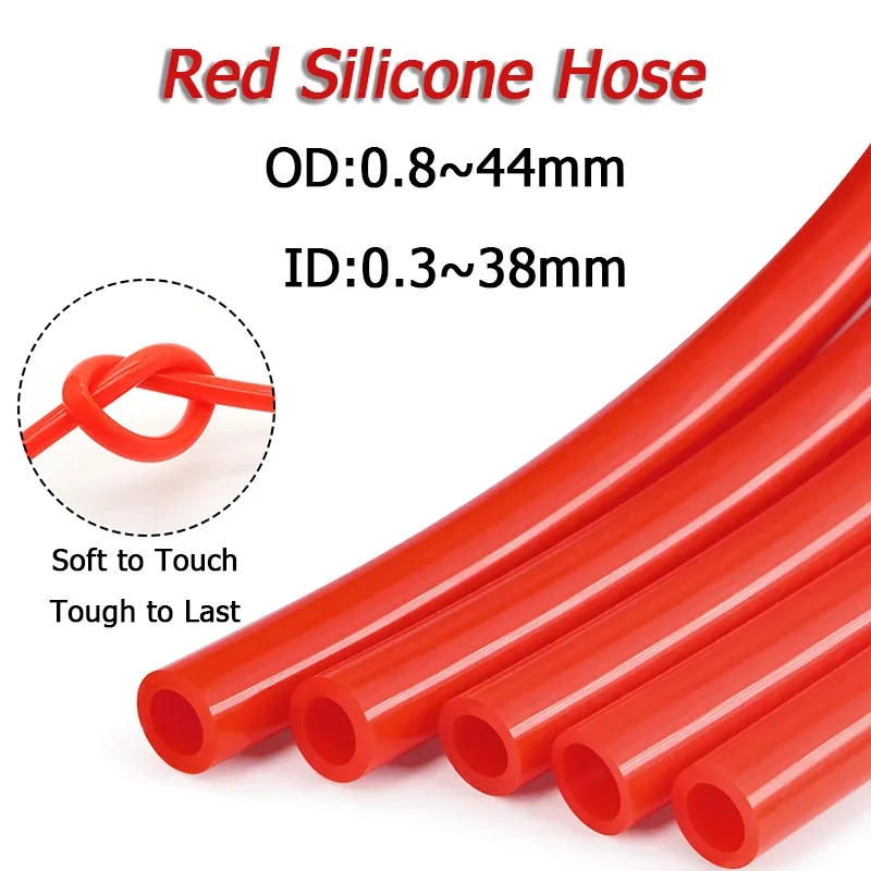 ID 0.3~38mm Red Silicone Tube Hyperthermia Flame Retardant Hose Vacuum Tube Steam Pipe Water Pipes Thickened Heat Resistant
