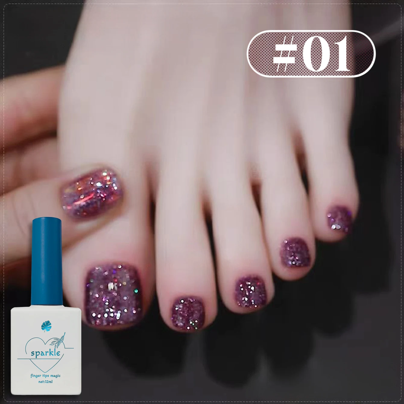 1-6pcs 12ml Diamond Glitter Sequins Gel Nail Polish, 6 Colors Sparkle UV LED Soak Off Long Lasting Gel Nail Art Nail Supplies