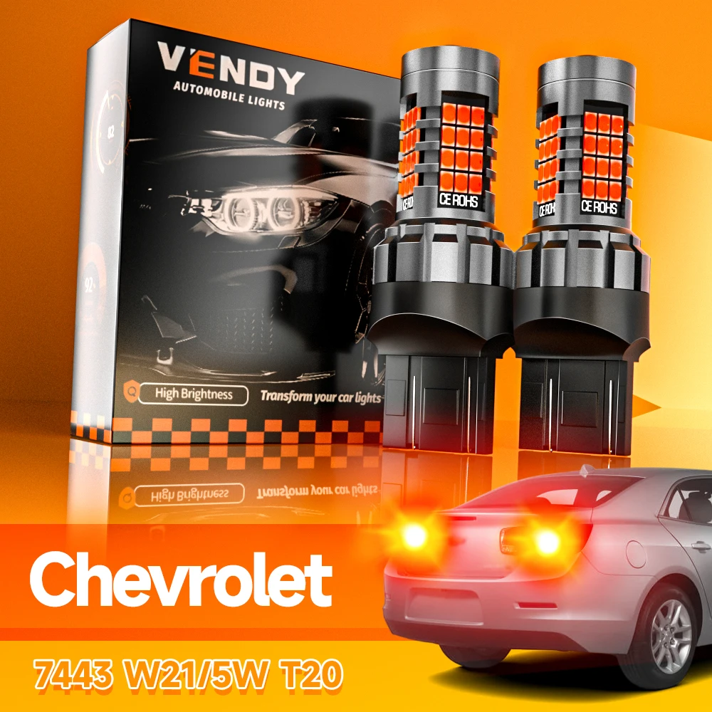 2x LED-Bremslichtlampe W21/5W 7443 T20 Canbus für Chevrolet Impala Malibu Tahoe Trax Colorado Traverse Volt Caprice Sonic Spark