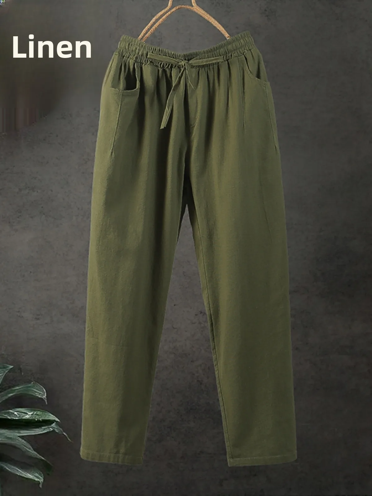 الراقية القطن الكتان فضفاض سراويل نسائية 2025 صيف جديد Sle عادية تسع قطع صغيرة القدم سراويل هارلان الكورية Sle #4