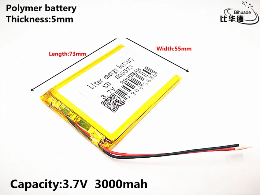 Litrowa bateria energetyczna dobra jakość 3.7V,3000mAH,505573 polimerowy akumulator litowo-jonowy/litowo-jonowy do TOY,POWER BANK,GPS,mp3,mp4