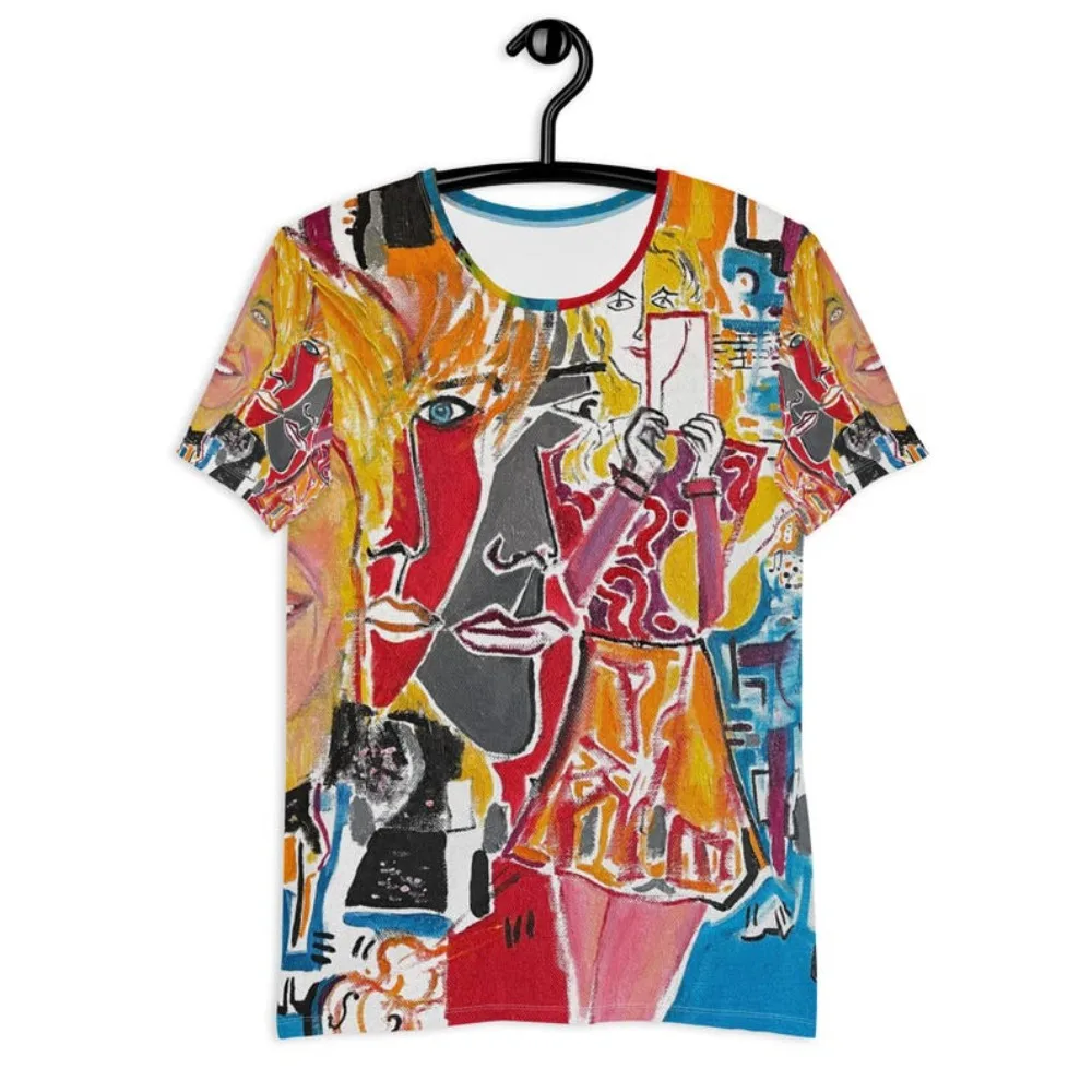 موضة جديدة مجردة اللوحة ألياف البوليستر كرة السلة تي شيرت المواد كرة القدم الرياضية نمط تي شيرت رجالي عادية فضفاض #4