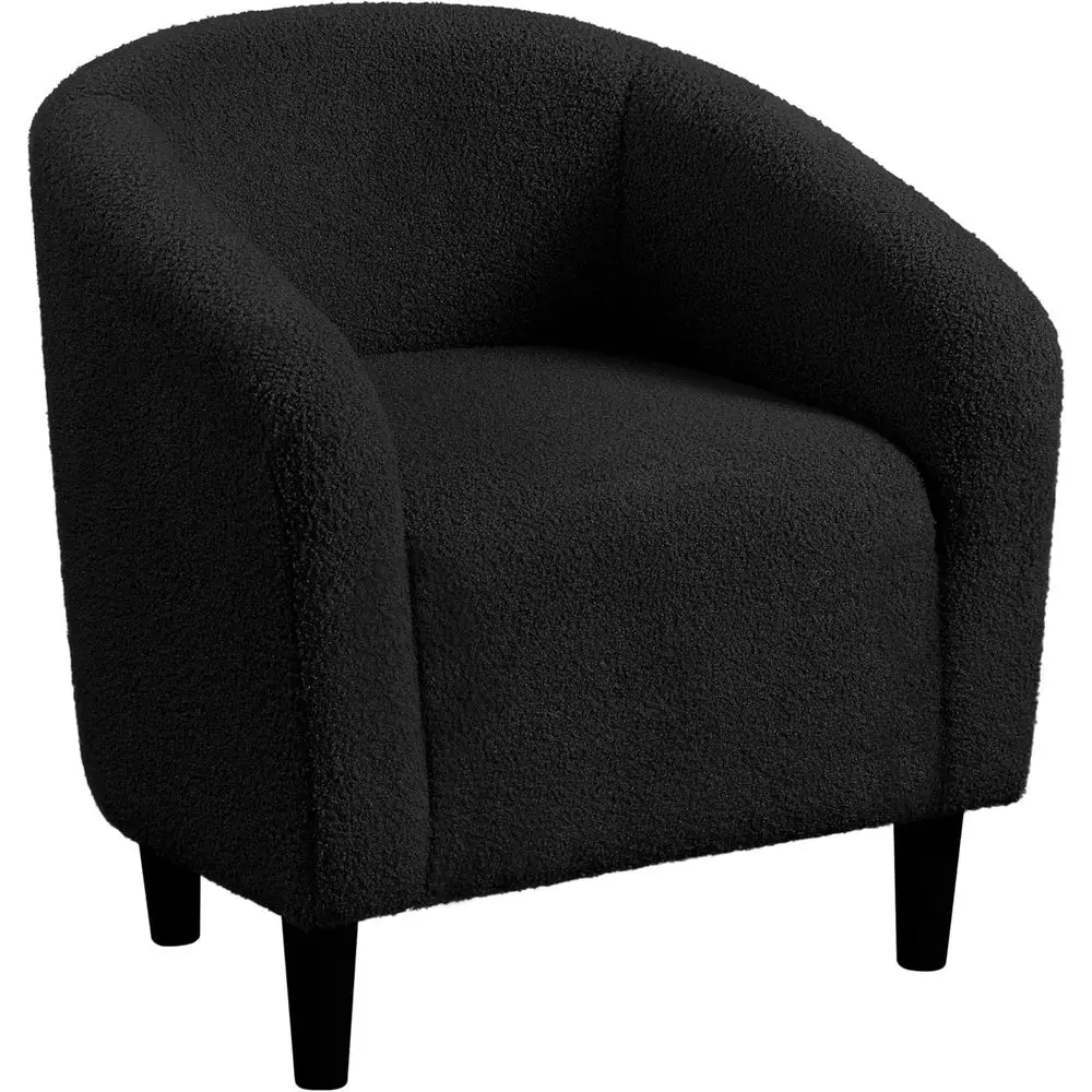 Sherpa Accent Chairs, Compact urry Barrel Chairs with a Curved Silhouette or Small Spaces, Living Room, Bedroom, Black
