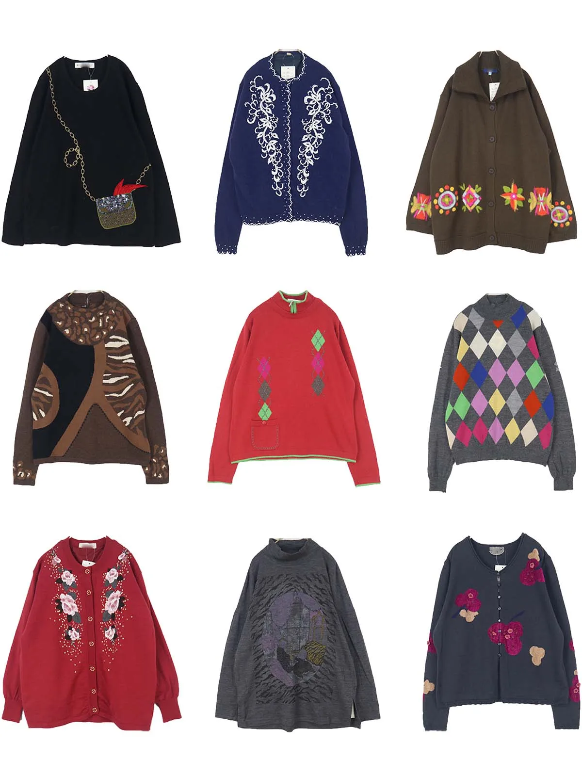 

Vintage Handmade Knitted Sweater Small Hook Flower Embroidery Versatile Open Cardigan Woolen Autumn Winter Warm V Ne Button up