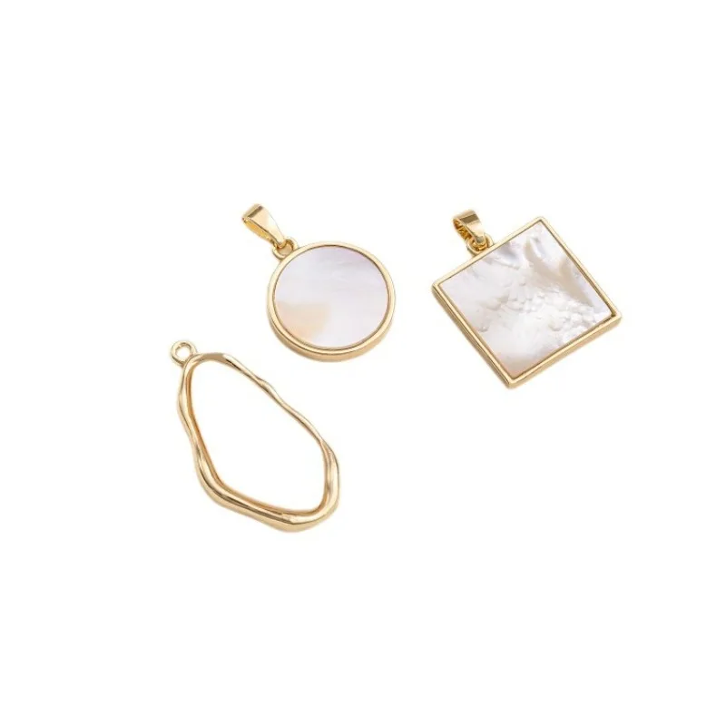 

Color-retaining 14K Gold-wrapped Sticky Natural Shell Square Tag Round Irregular Oval Pendant DIY Jewelry Accessories