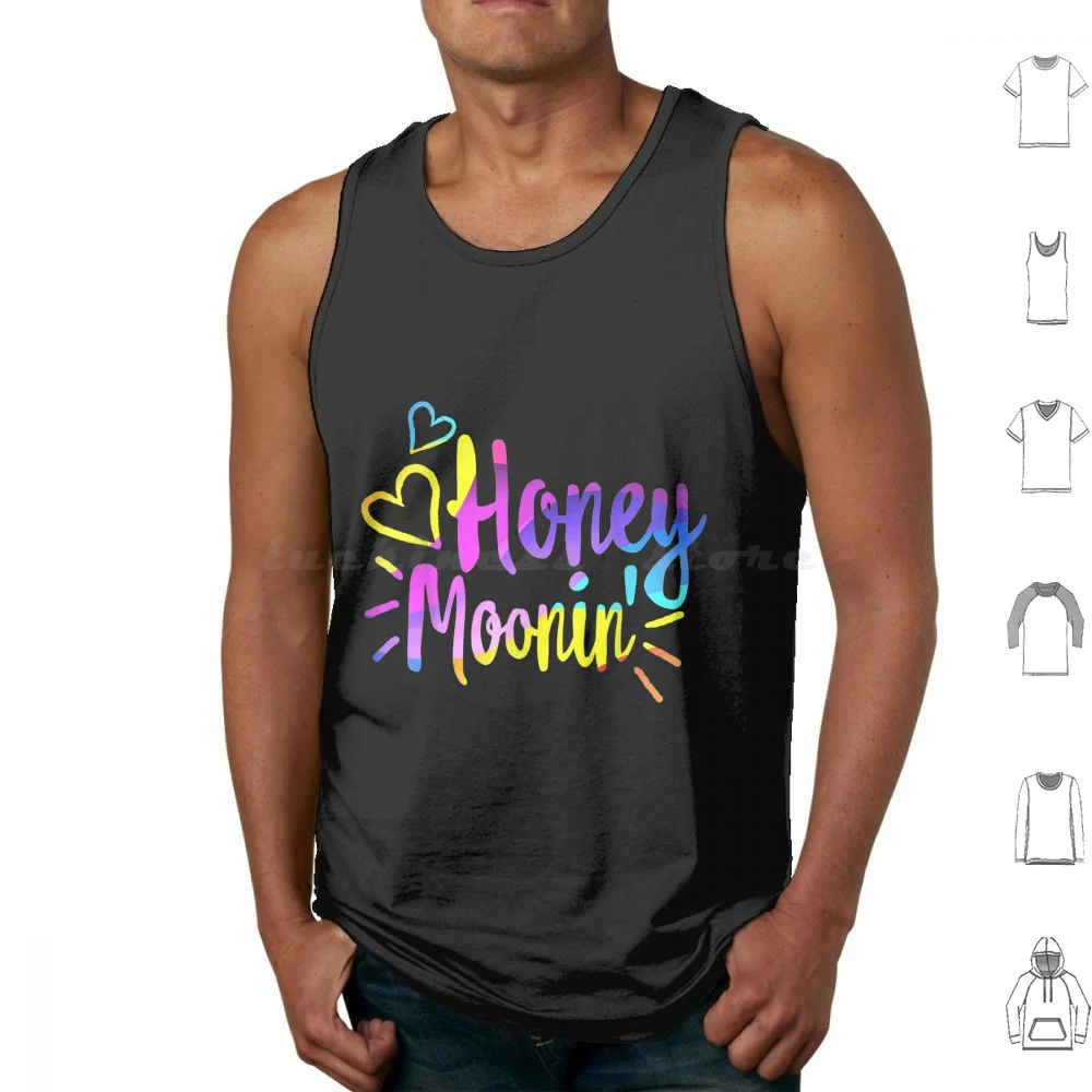 Honeymoonin' Newlywed Wifey Hubby Married Couple Bride Groom Tank Tops Vest Sleeveless Honeymoonin Newlywed Wifey