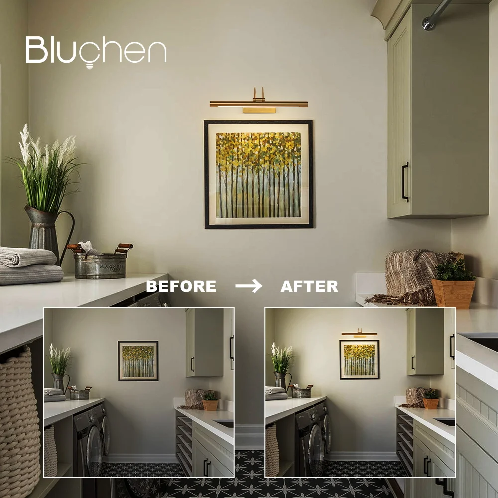 Rechargeable LED Wall Light Wireless Remote Control Dimming Bathroom Light 40cm Modern Interior Wall Lights Black