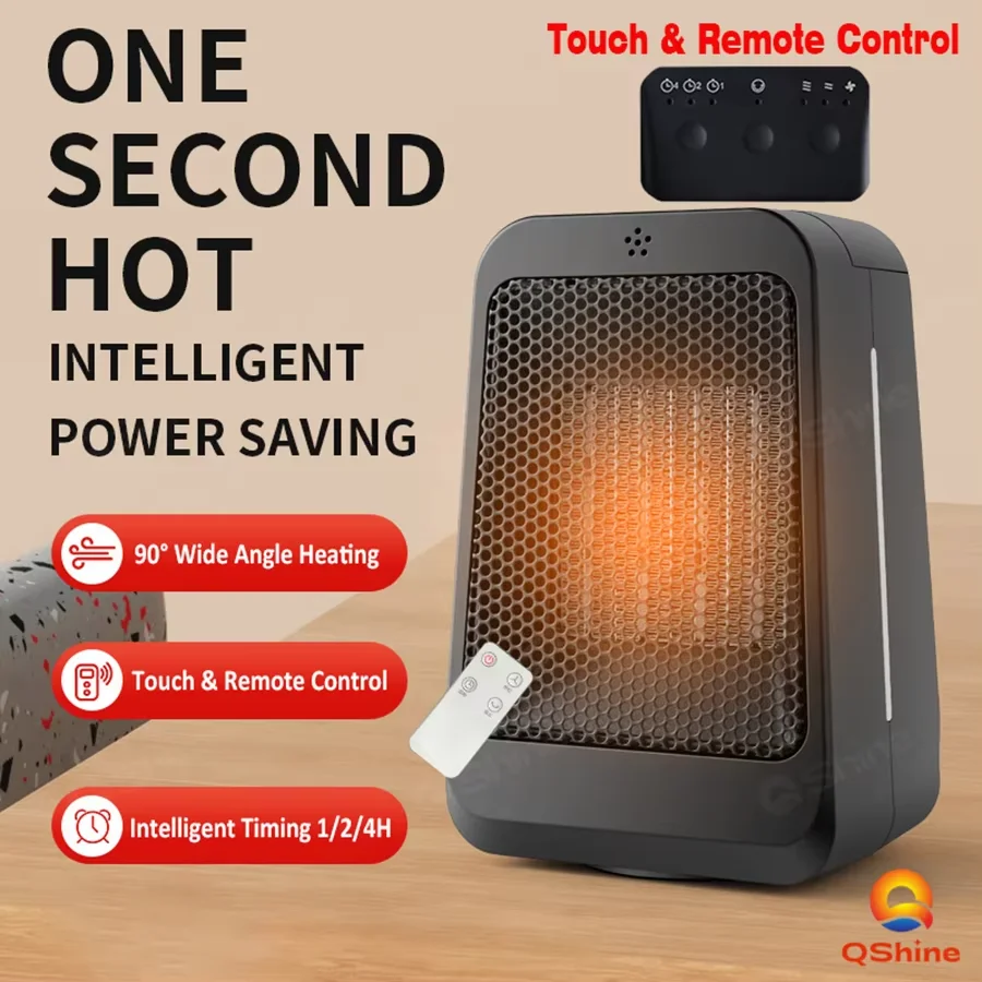 

1PC EU Wall Plug New 1200W Touch Control Space Heater Electric Heater Portable Warmer With Remote Control Timing