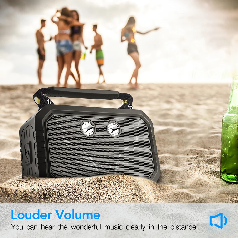 DOSS Traveller Altoparlante Bluetooth, Cassa Audio Portatile Impermeabile IPX6 per Esterni, Cassa Audio Stereo e per Bassi da 20W, Abbinamento Wireless Reale di Altoparlanti Bluetooth