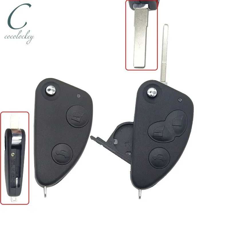 Cocolockey Flip Car Key Fob Shell dla ALFA ROMEO 147 156 166 GT JTD 3-przyciskowa składana obudowa zdalnego kluczyka Uncut Blade Replacement