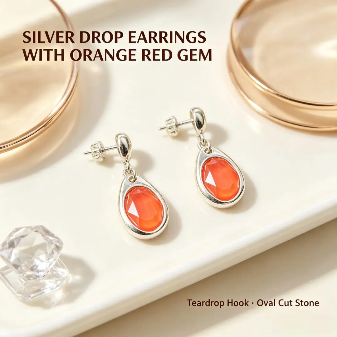 2026 Spain Brilliant Exquisite Orange Water Drop shaped Zircon Earrings Jewelry Accessories Noble Gifts