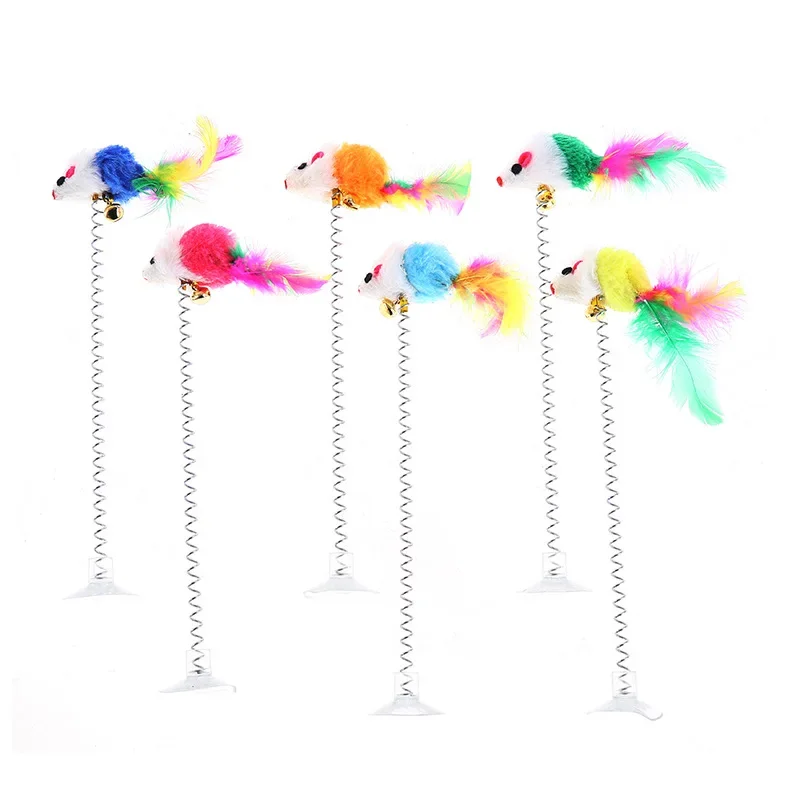 1Pcs Cat Toy Stick Feather Wand with Bell Mouse Cage Toys Cat Teaser Stick Cat Dog Playing Toy Pet Supplies