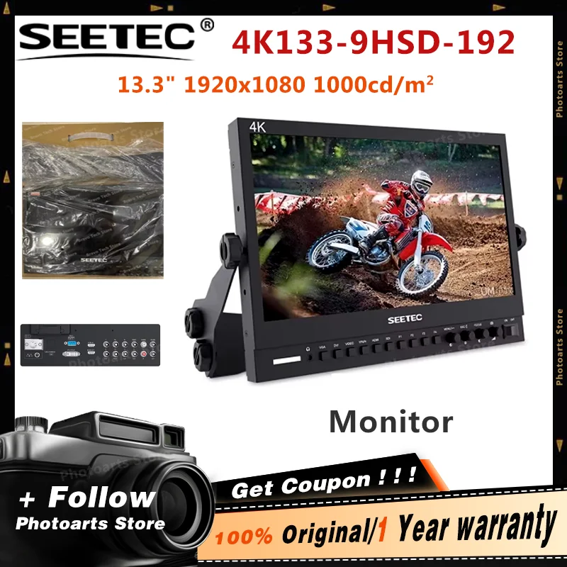 Seetec 4K133-9HSD-192(Original P133-9HSD) 13.3 Inch IPS 3G-SDI 4K HDMI-compatible Broadcast Monitor Director Desktop LCD Monitor