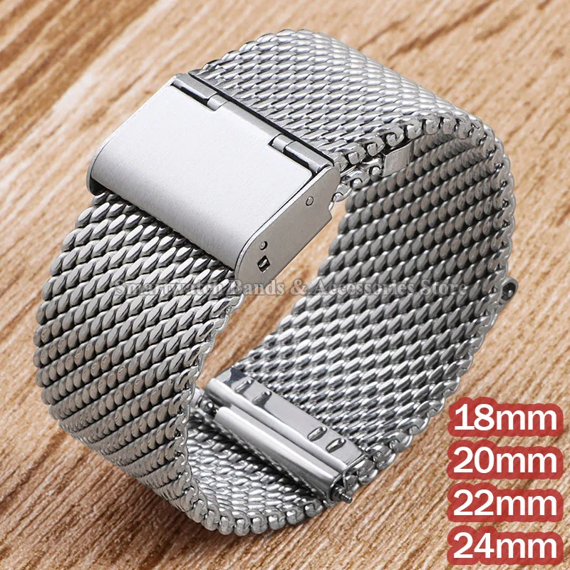 1.0 Milanese Mesh Steel Strap 18mm 20mm 22mm 24mm for Seiko for DW Stainless Wrist Band Replacement Metal Bracelet Accessories