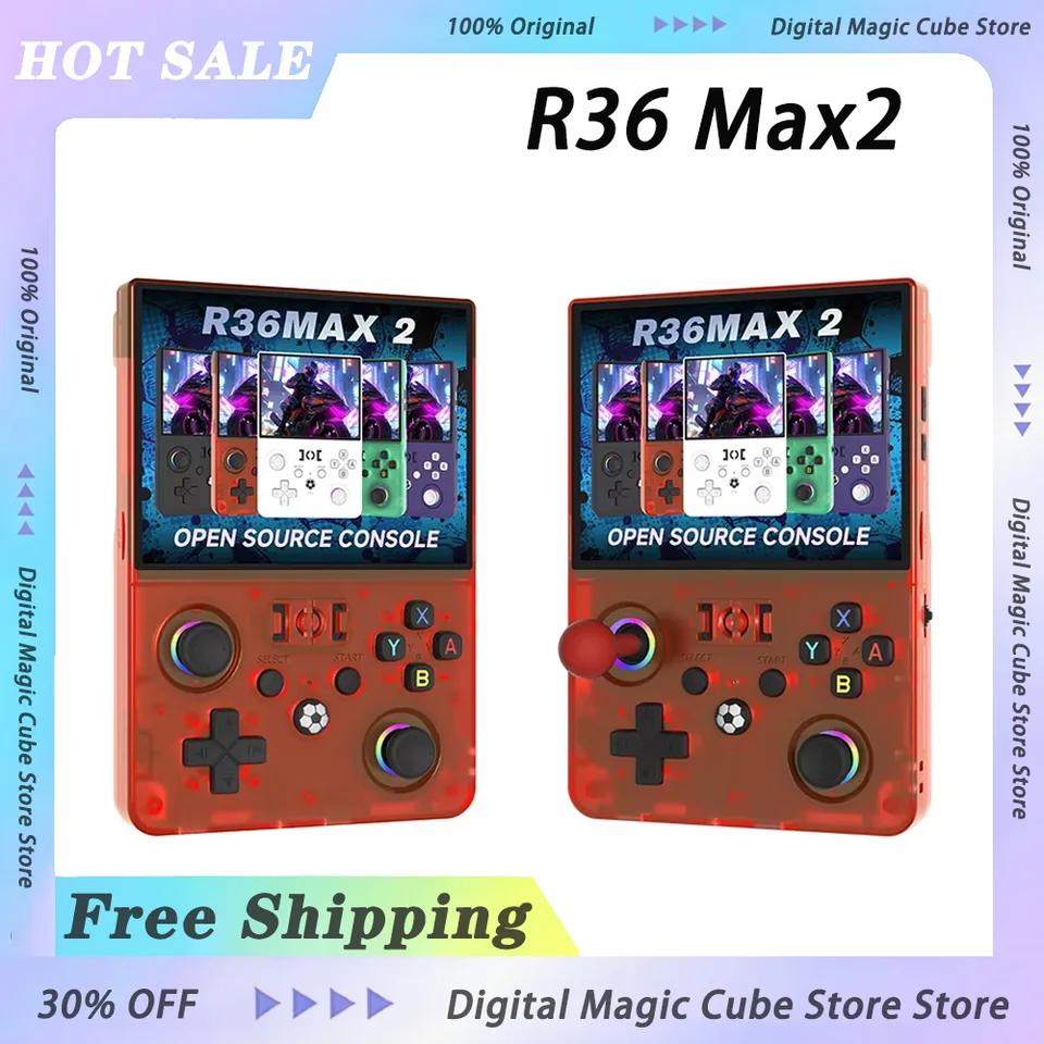 R36 Max2 Linux System Handheld Game Console 4.5 Inch IPS Screen