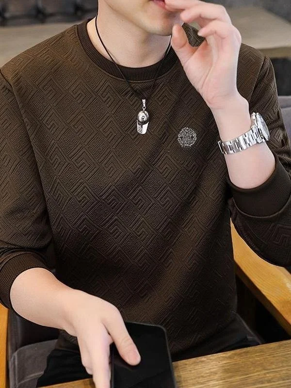 Faionable طويل Sve جولة Ne الرجال البلوز المطرزة عارضة تنوعا الخريف الشتاء محبوك سترة للشباب #3