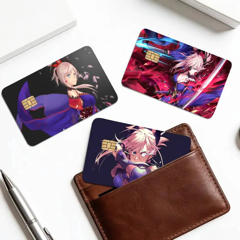 Miyamoto Musashi Animated Game Fate Grand Order Card Sticker 4Pcs Credit Card Skin Anti Scratch Bank Debit Card Decal
