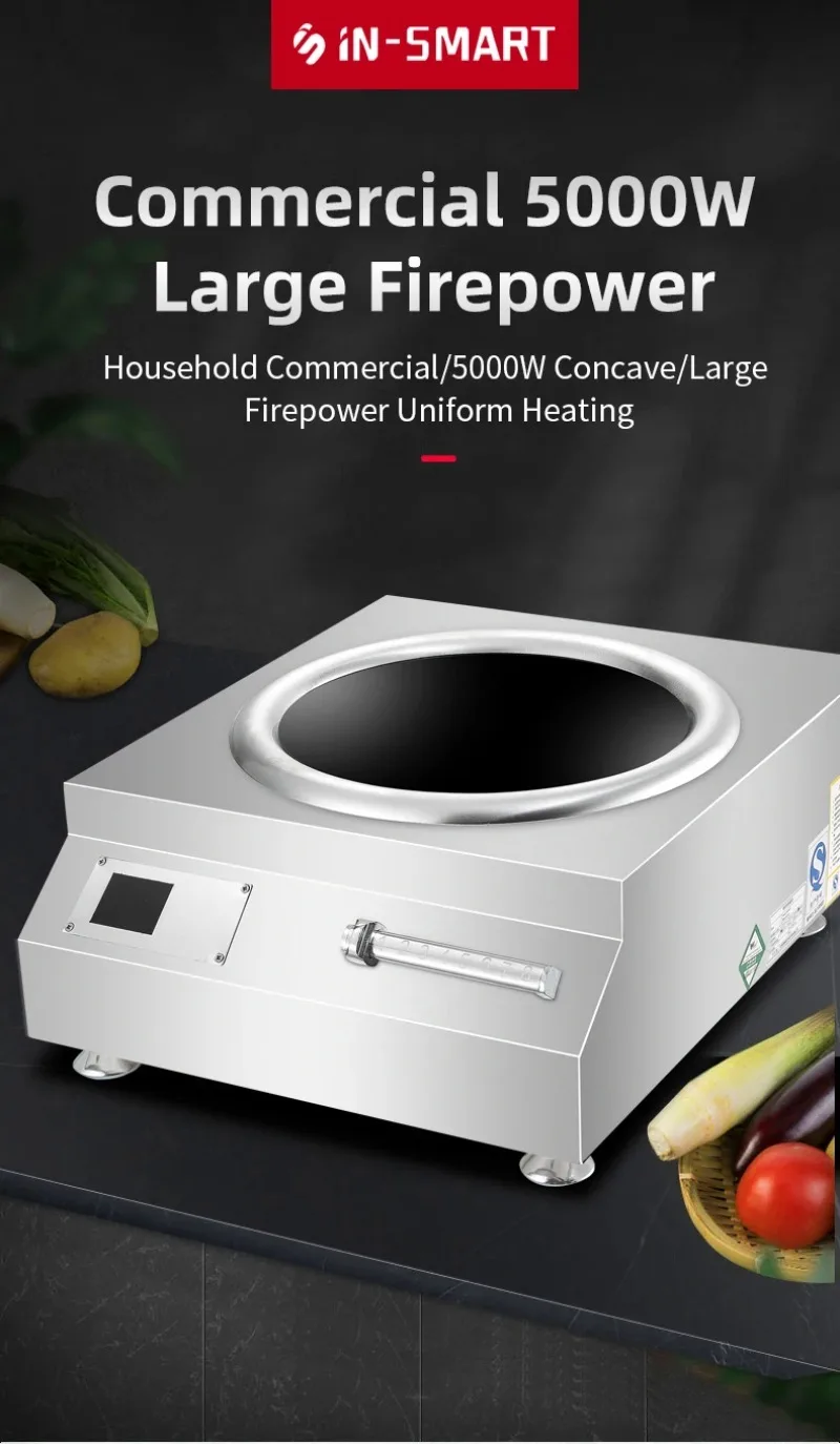 Commercial High-Power 110V/220V 50HZ Induction Cooker Wok Burner Type Concave Furnace Stove for Home Kitchen Use Cooktop