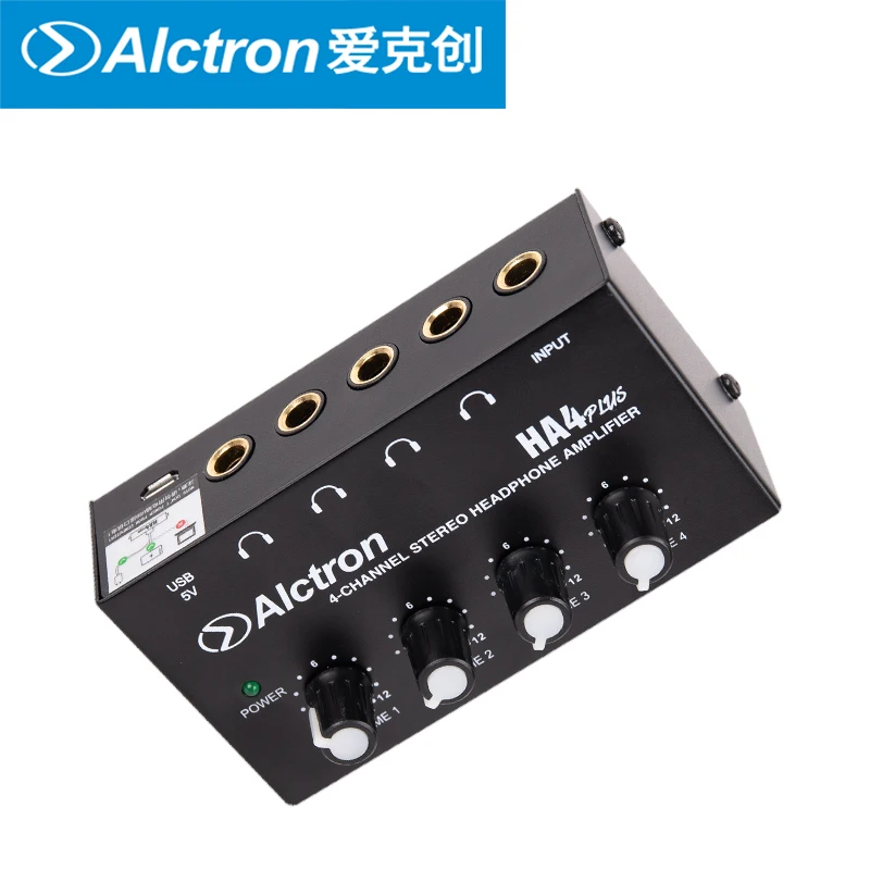 Alctron HA4 plus Professional 4-channel stereo Mini Headphone Amplifier High Quality Sound Compact USB interface powered supply