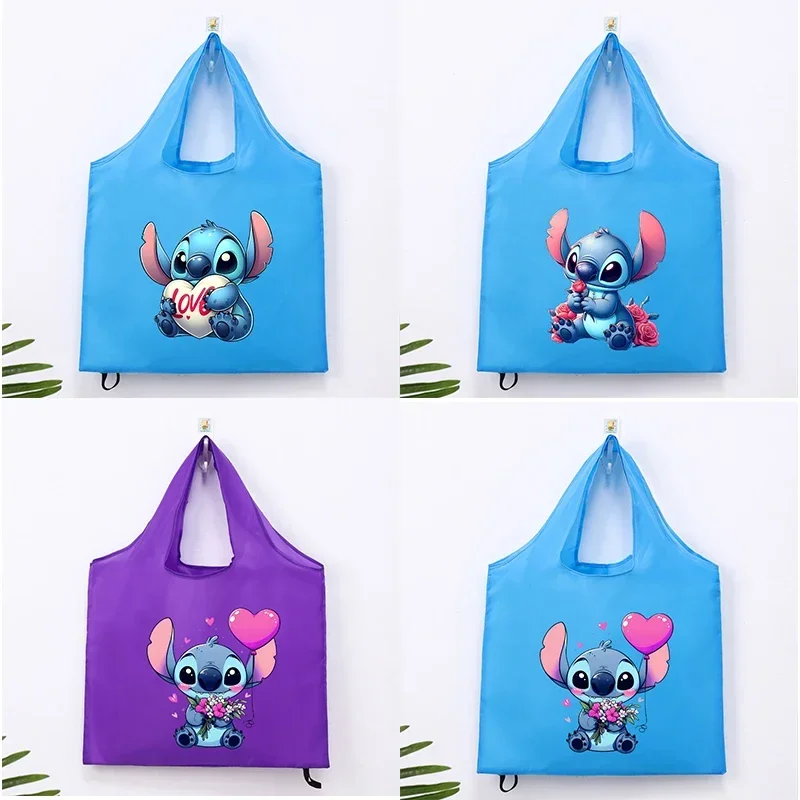 Lilo & Stitch Reusable Shopping Bag Disney Tote Bags Cartoon Anime Movie Derivative Peripherals Stylish Portable Large Capacity