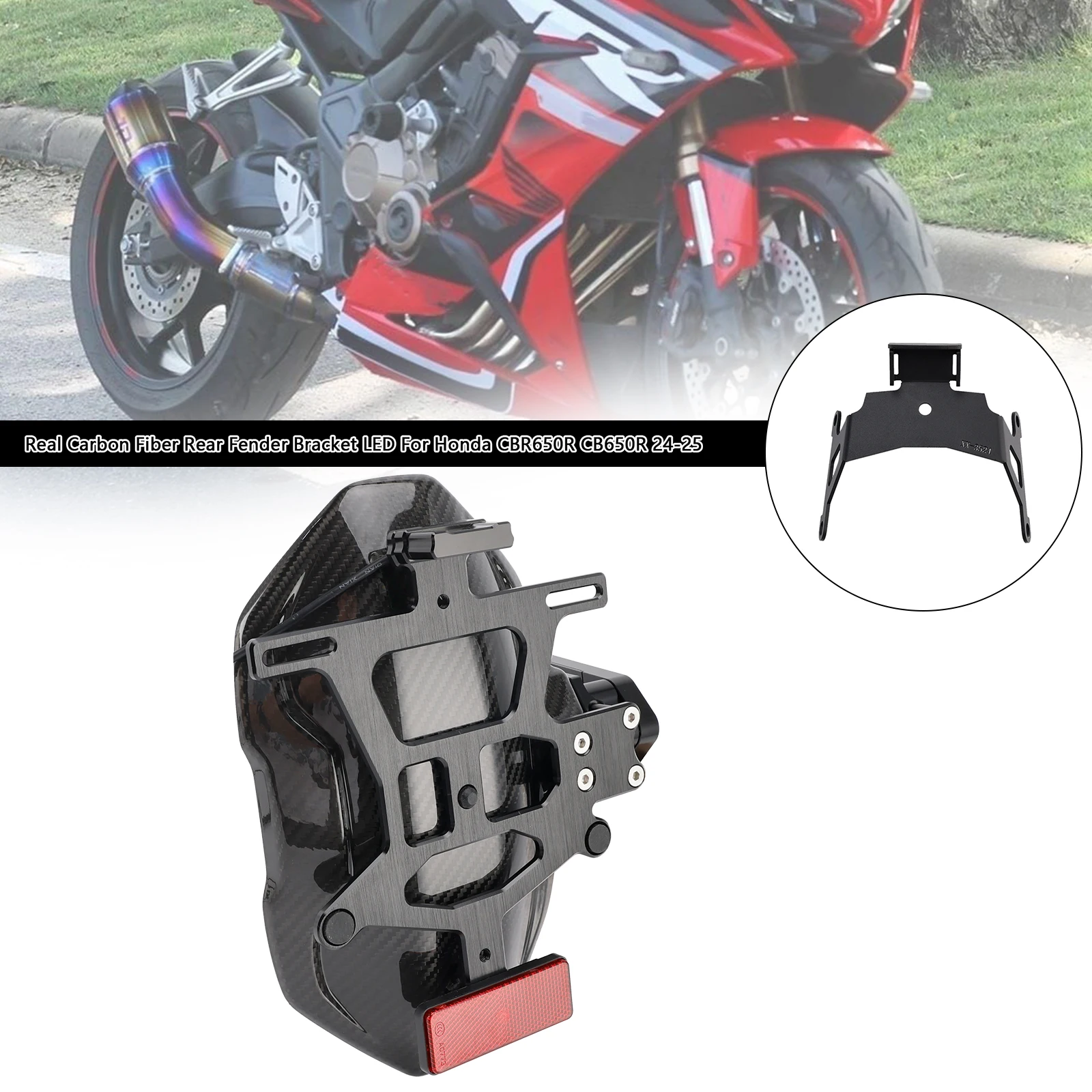 

Topteng Real Carbon Fiber Rear Fender Bracket LED For Honda CBR650R CB650R 24-25