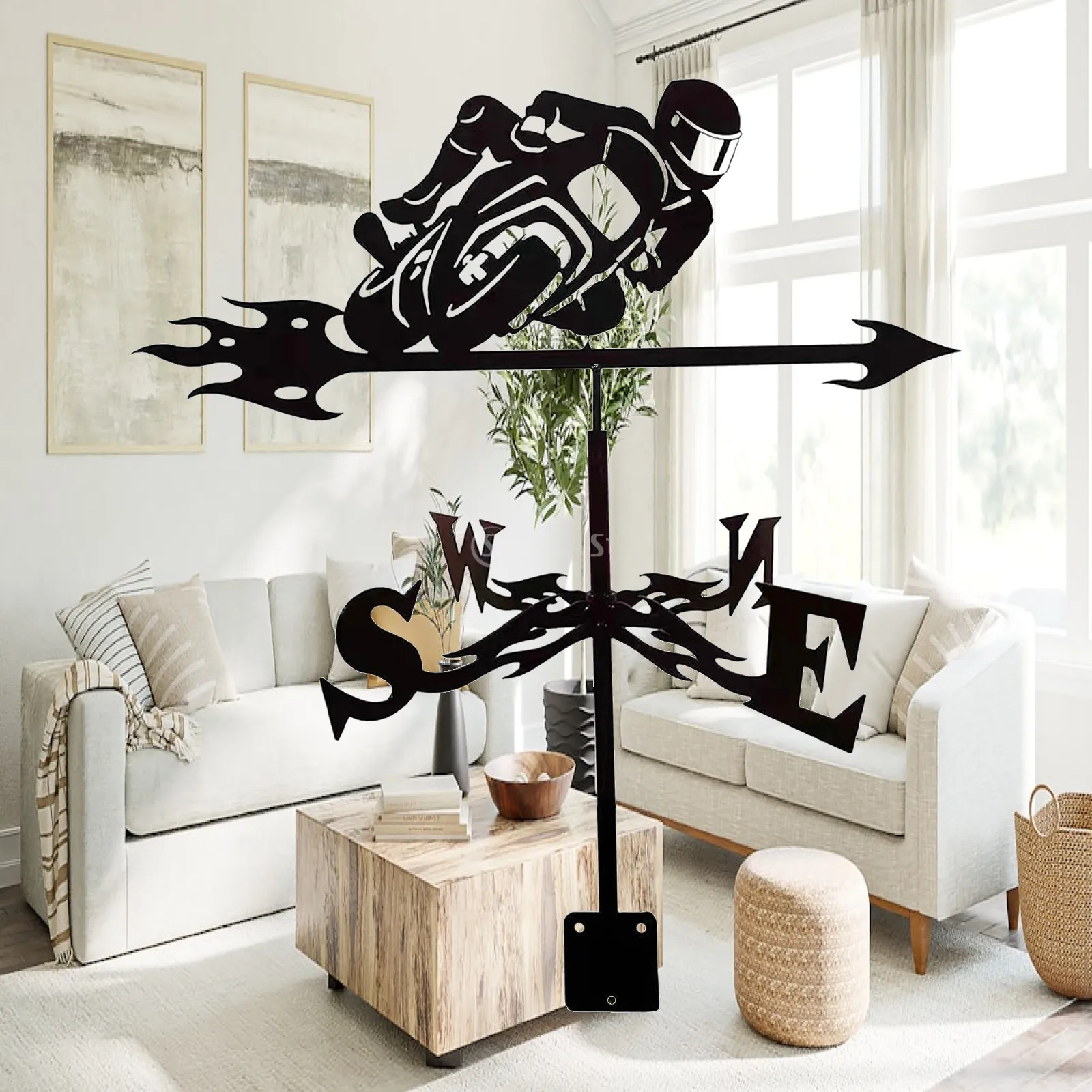 Metal Wind Vane Roof Weather Indicator Durable Outdoor Weathervane Decor for Home Yard Balcony