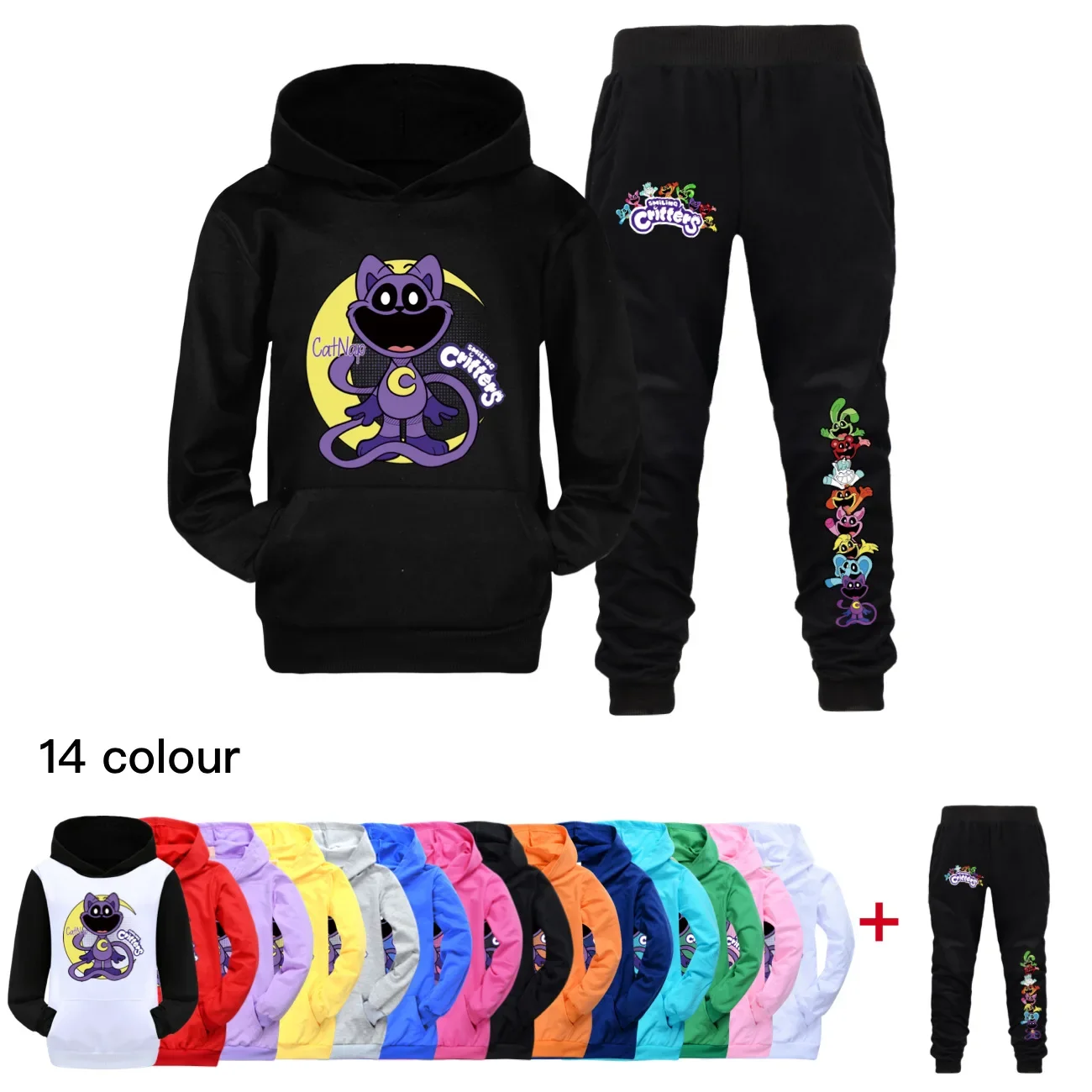 

Kids Hooded T-Shirt Pants Suits Smiling Critters Children Cotton New Child Tracksuit Autumn Clothing Sets Boy Girl Clothes