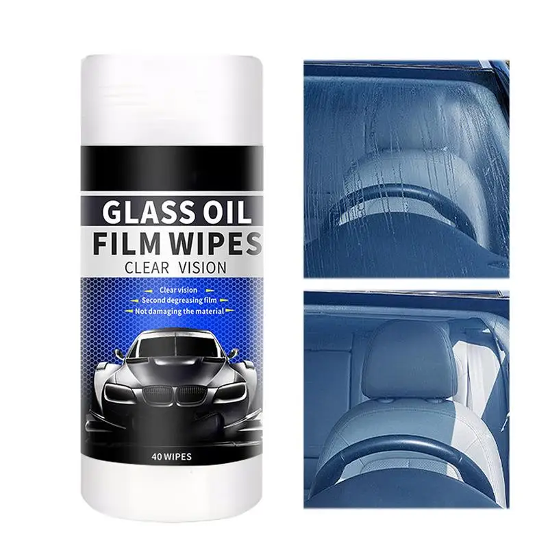 Glass Oil Film Remover Wipes Car Windshield Oil Film Cleaner 40Pcs Windshield Glass Wipes Glass Oil Film Remover For Car Home