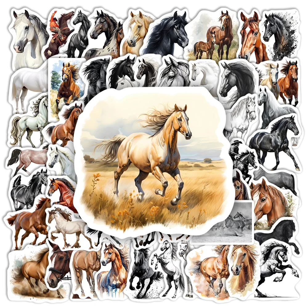 Waterproof Galloping Horse Stickers Vinyl Decal DIY Decorative Gift Toys for Laptop Phone Scrapbook Junk Journal Luggage Bottles