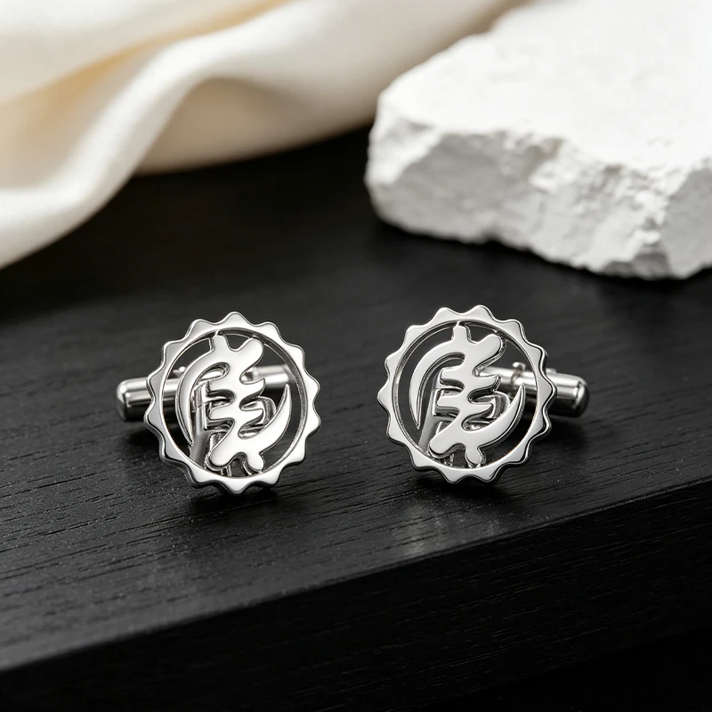 2‑Piece Personalized Cufflink Kit Custom Pattern Metal Suit Ornament Unique Commemorative Surprise For Wedding Banquet Business