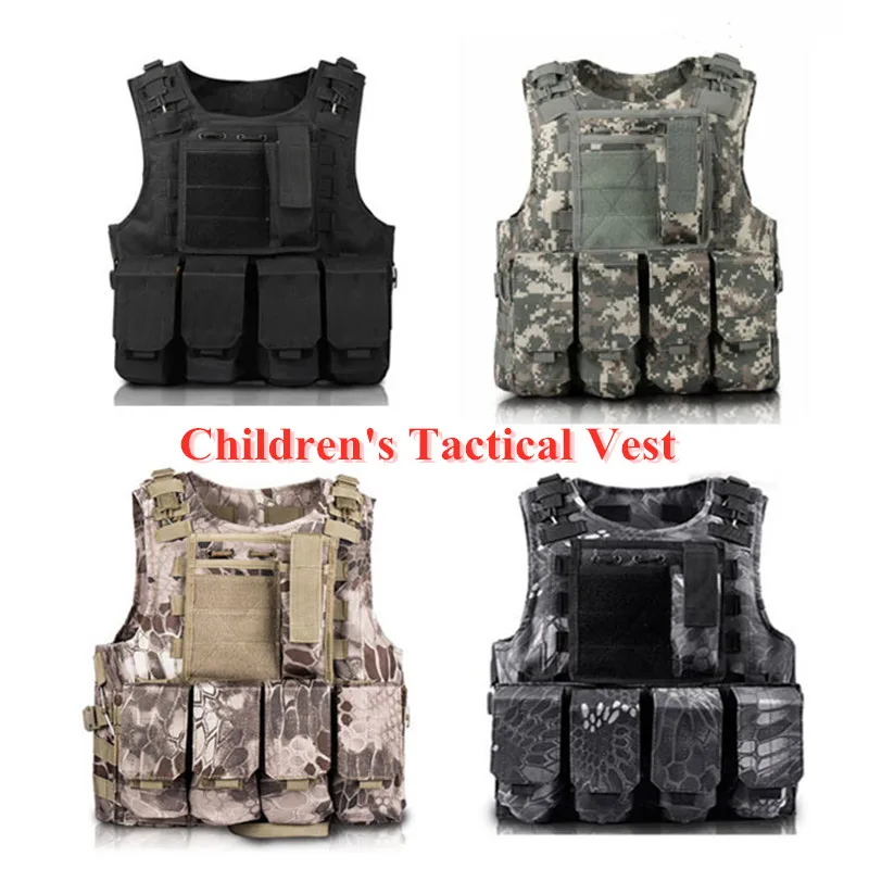 Gilet tattico multifunzione per tiro CS per bambini all'aperto Gilet tattico multifunzione per addestramento al combattimento militare per bambini