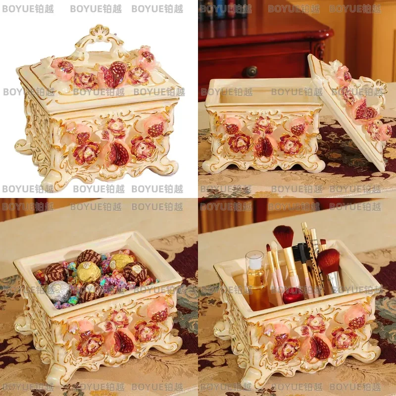 European Ceramic Storage Jar with Lid Large Candy Snack Container Tea Canister Jewelry Box Home Decor Ornament