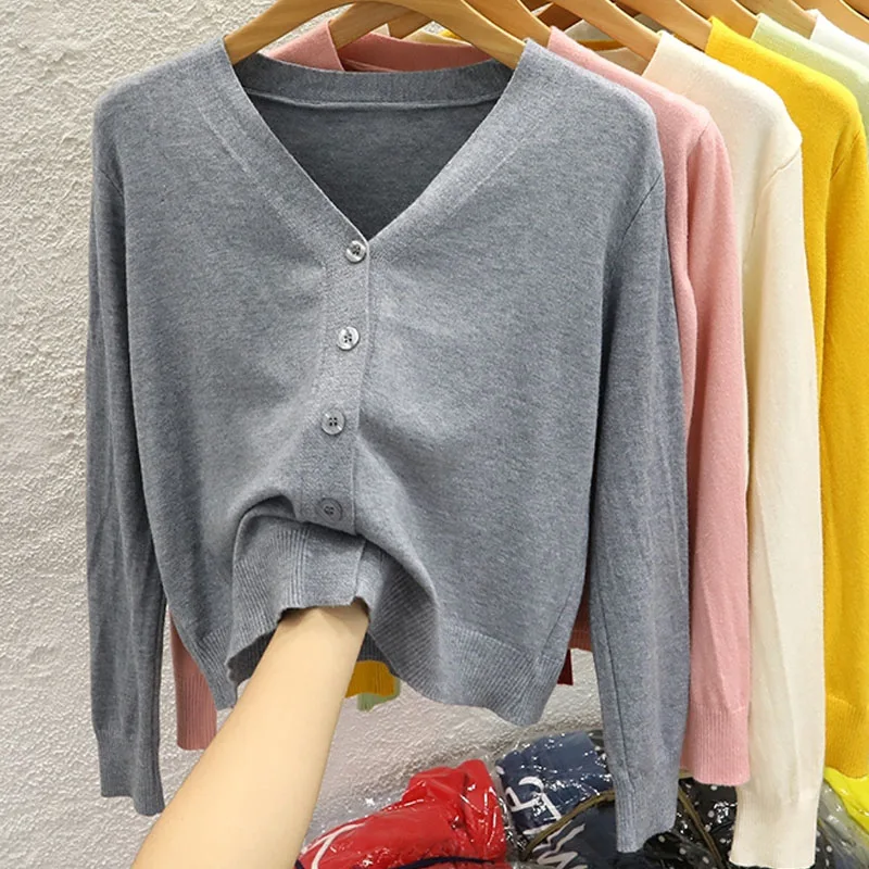 

Women Clothing Fashion White Long Sleeve Knitted Sweater Women Cardigans O-Neck Knit Sweater Cardigan Women Tops Knitwears Q968