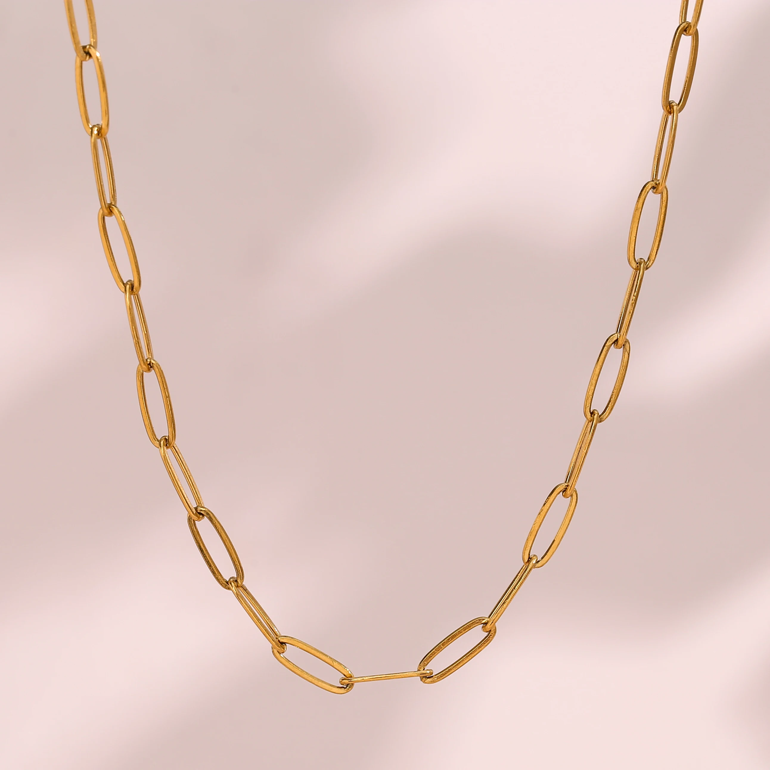 E.B.belle Classic paper clip chains different lengths Necklace gold plated Stainless steel jewelry woman Neck Decoration