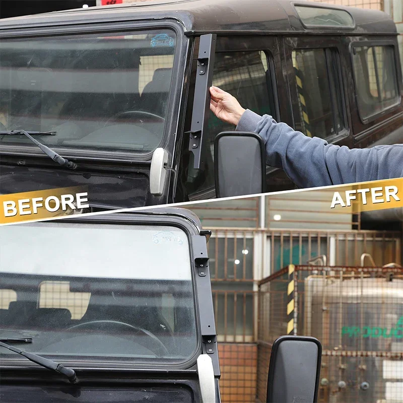 Czarna stal węglowa do Land Rover Defender 90 110 130 2004-2018 Uchwyty reflektorów słupka A LED Akcesoria samochodowe