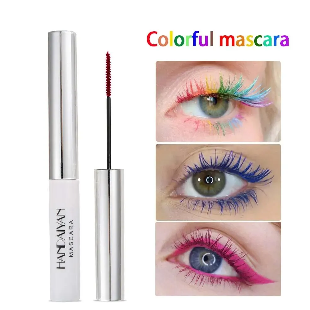 Color Mascara White Blue Red Tri-Color Cos Makeup Long Lasting Non-Smudge Waterproof Base Curl Eyelashes