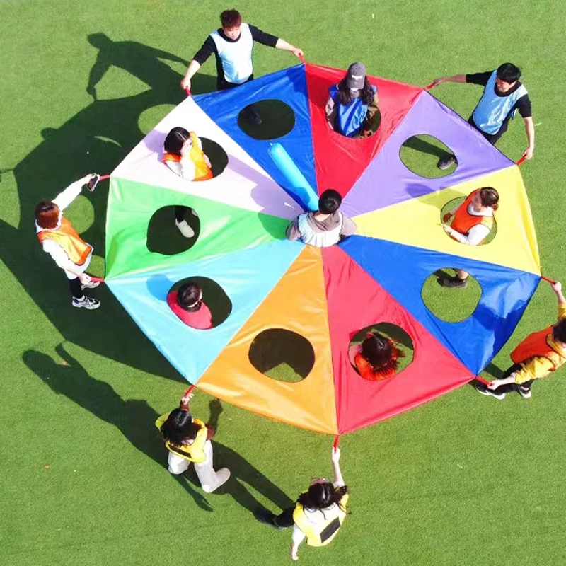 Brazilië Multi-Person Interactie Outdoor Speelgoed Whack-A-Mole Regenboog Paraplu Parachute Spel Regenboog Paraplu Parachute Kinderen Speelgoed