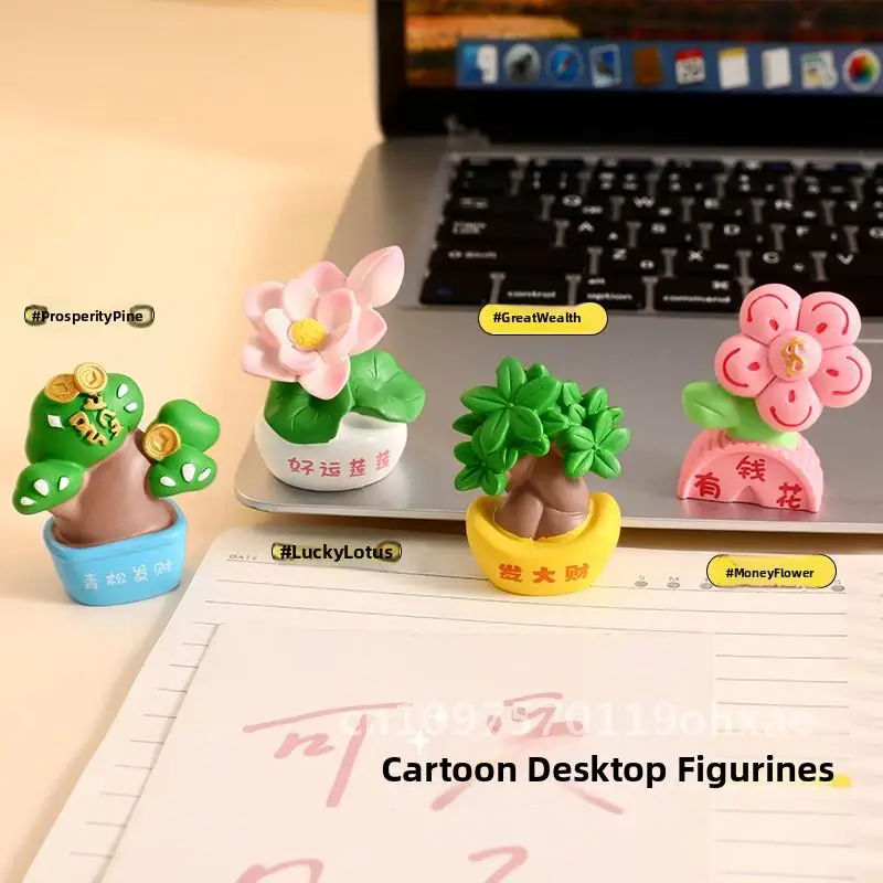 

Creative Fortune Lotus Plant Resin Ornaments Cute Office Desktop Decorations for Car Console