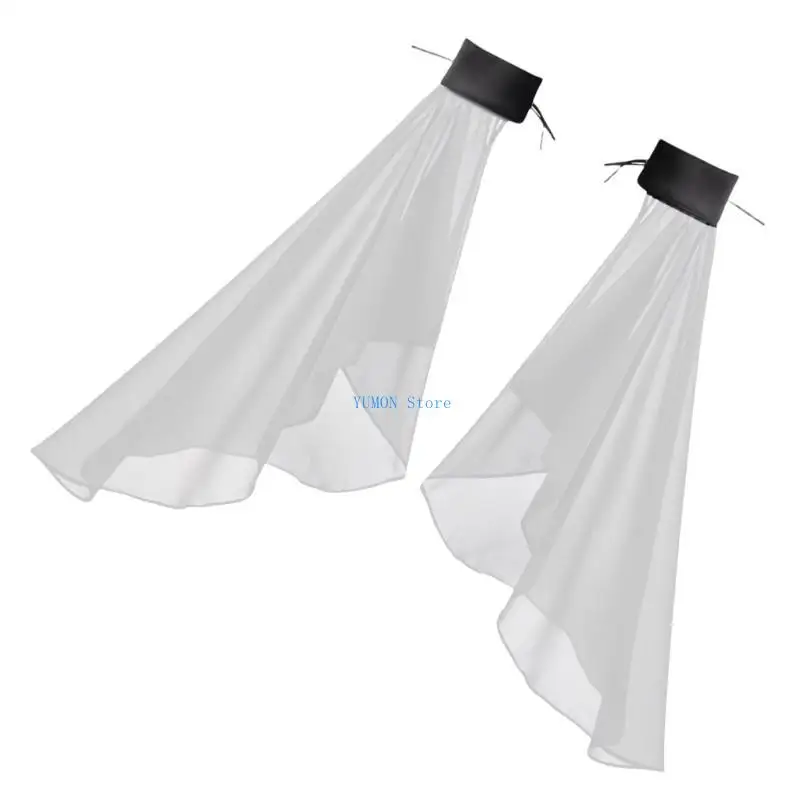 D0UD أنيق تول أسقف كم أكمام كاذبة شير المرحلة زي ملحق أبيض تكدرت كم طويل لحفل الزفاف