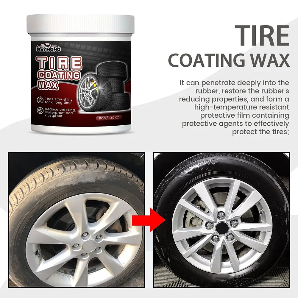 100g Auto Tire Cleaning Wax Rust Removal Powerful Car Wheel Cleaning Coating Wax Brightening Tire Shine Wax Vehicle Accessories