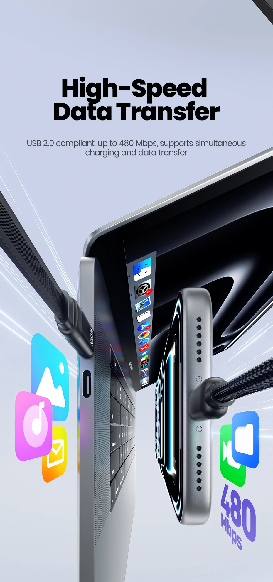 Toocki Einziehbares 100W USB-C-Kabel für iPhone Samsung Magnetisches Einziehbares Lanyard für Reisen Mini Type-C Schnell-Ladekabel Datenkabel – Detail 8