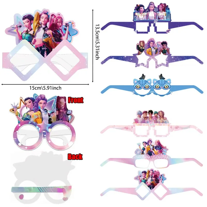 12pcs Kpop Demon Hunters Glasses Set - Birthday Party Decorations & Photography Props for Children
