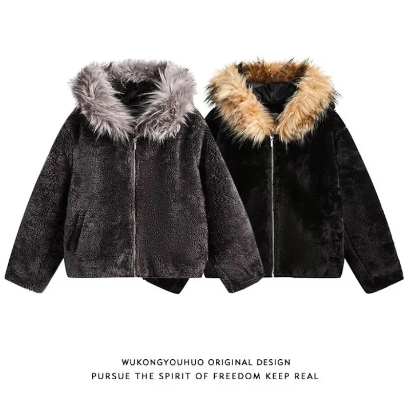 

Мужские теплые куртки с мехом ягненка, верхняя одежда, флисовые куртки для мужчин, винтажная флисовая зимняя куртка с капюшоном, теплые уличные ветровки
