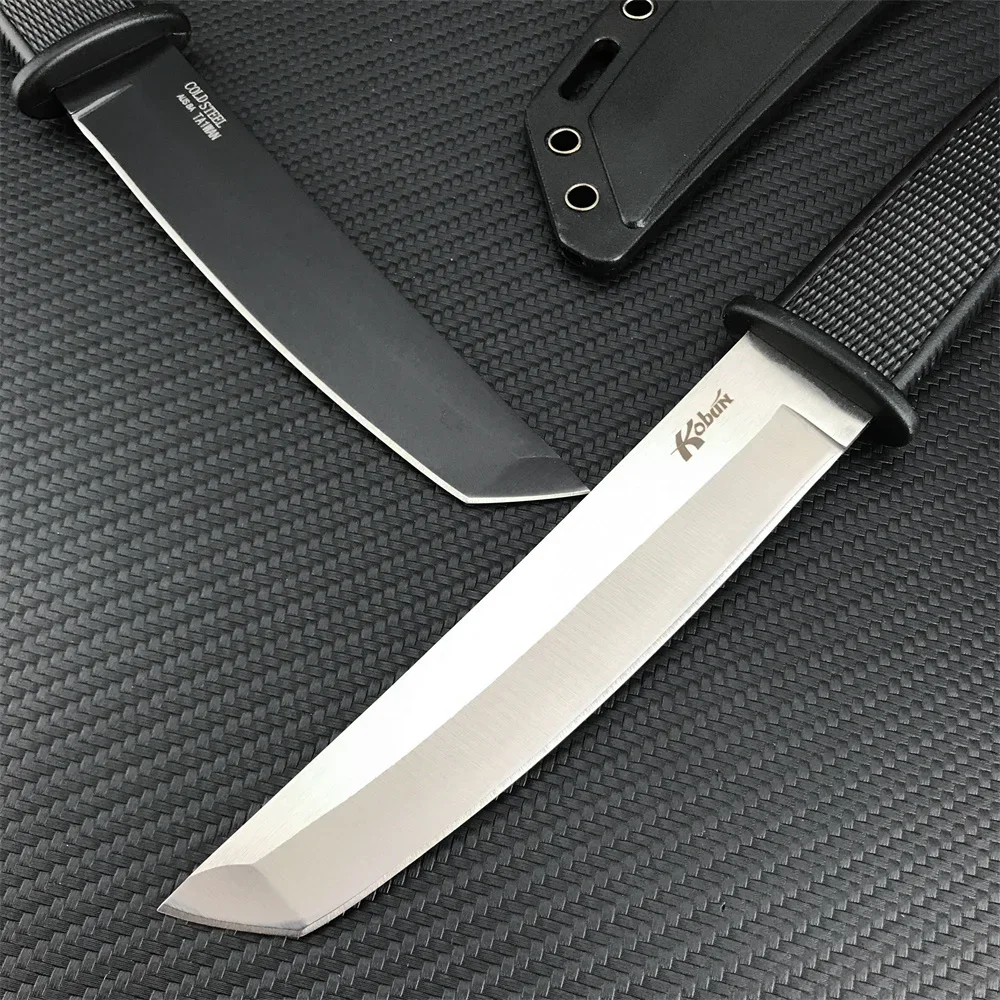 Hot Sale Fixed Blade Knife 8Cr13Mov Blade White/Black Nylon Wave Fiber Handle with Sheath Tactical Military Straight Knife