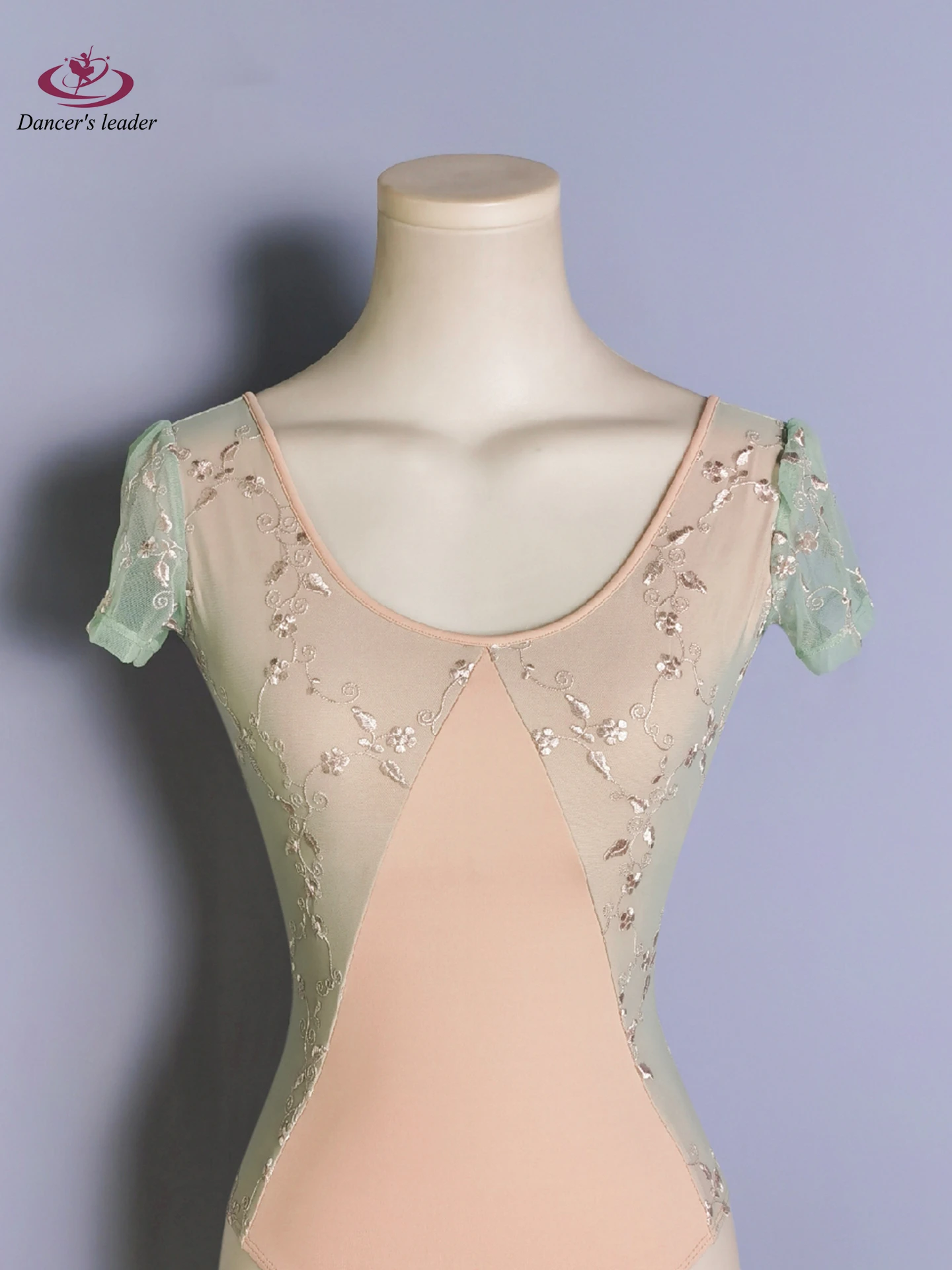 

Ballet Leotard For Women'S Practice Clothes Splicing Embroidered Short Sleeve Gymnastics Performance Adult Air Yoga Body Clothes