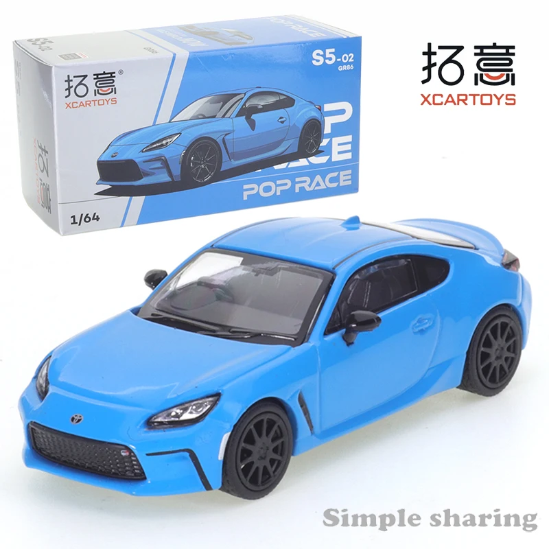 

XCarToys POPRACE 1/64 Миниатюрная модель автомобиля из сплава, игрушка-модель GR86 Moonlight Blue, литая модель автомобиля, подарок для мальчиков